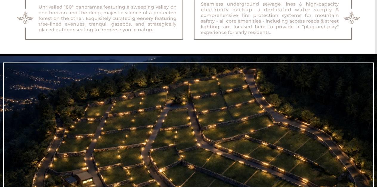 Render of the lit Phase 1 plot layout at night